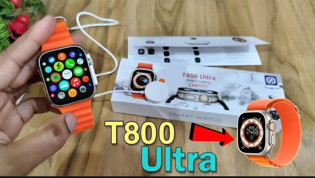 T800 Ultra Series Smart Watch – 2.0" HD Screen, Bluetooth Calling | Sporty Orange Edition